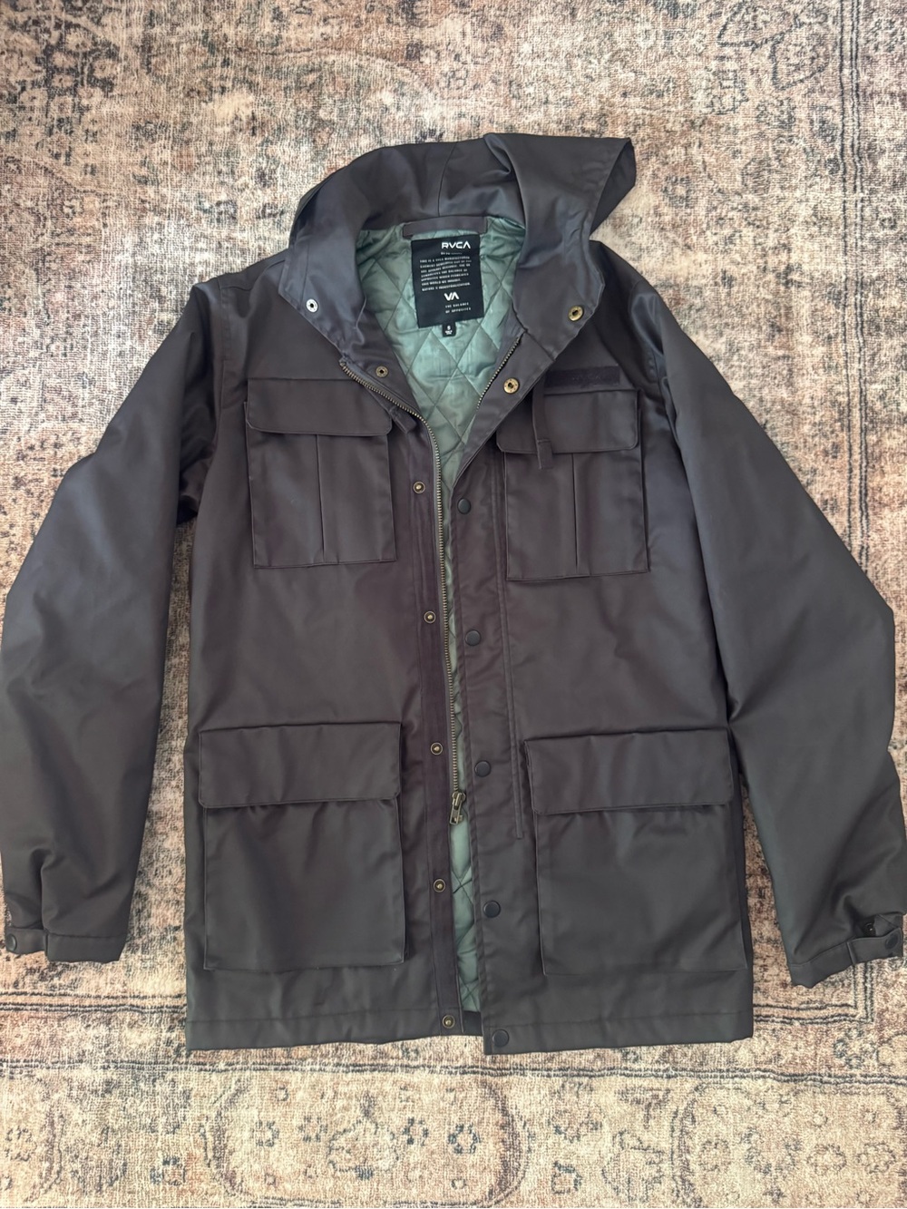 RVCA Plum Field Jacket with Quilted Olive Lining